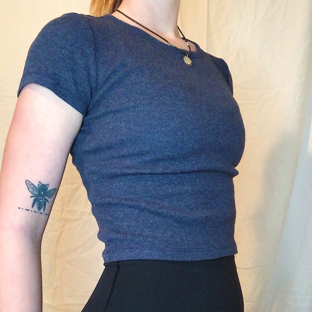 Heathered navy classic crop top
